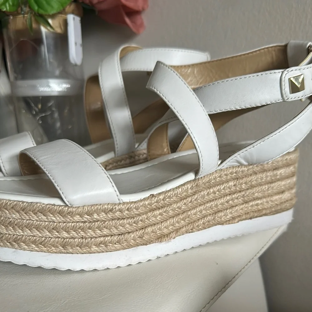 Michael Kors White Wedge Sandals with Jute Midsole - Picture 5 of 6
